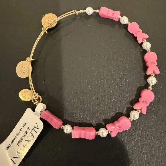 Alex and Ani Easter Peeps Bunny Beaded Bangle pink, collectable - Picture 5 of 14